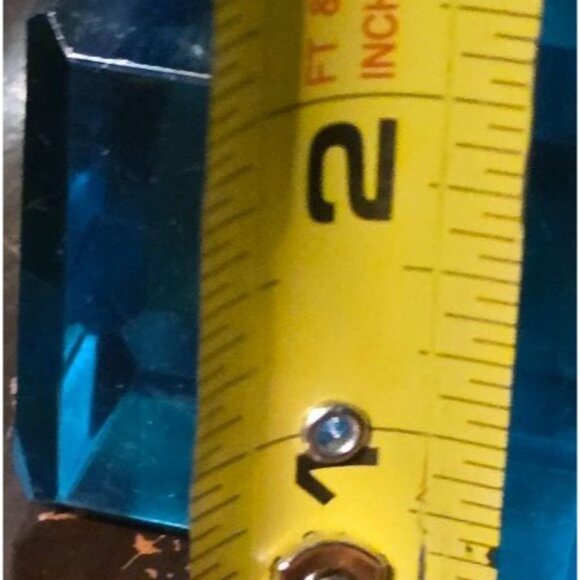 2 Paperweights Millefiori Glass Round Square Blue Crystal Apx. 2" - Picture 7 of 15